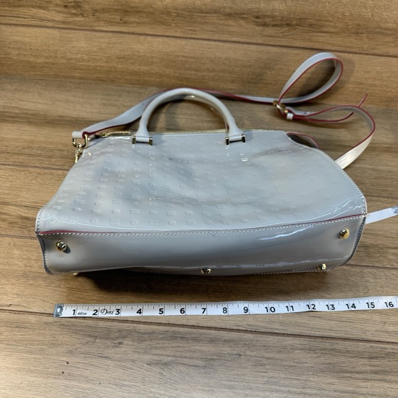 ARCADIA ITALIAN LIGHT‎ GRAY PATENT LEATHER TOTE BAG EMBOSSED SNAKESKIN CROSSBODY - Picture 12 of 12